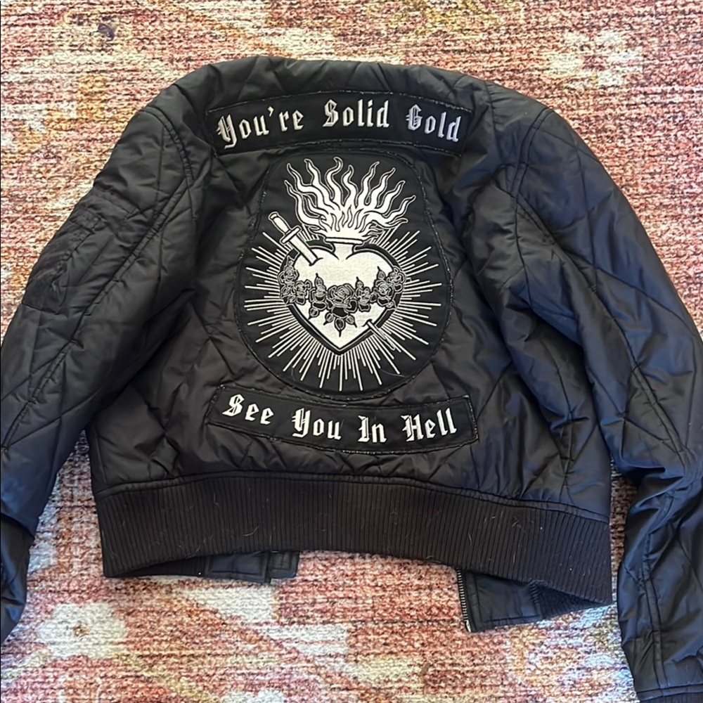 Mary Wyatt London Sacred Heart Punk Black Bomber Jacket